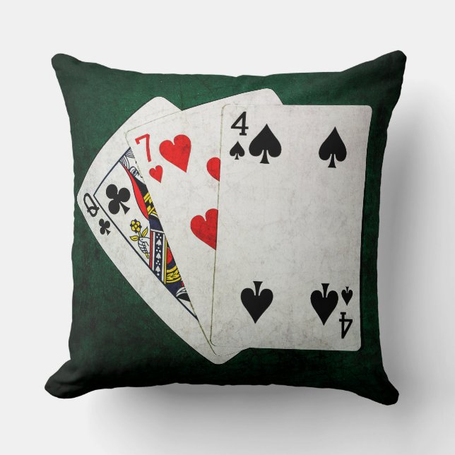 Almofada Blackjack 21 pontos - Rainha, Sete, Quatro (Frente)