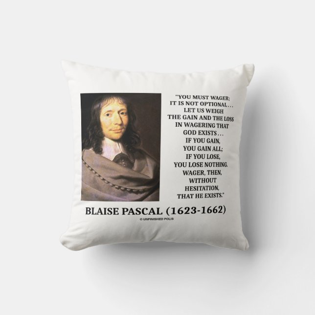 Almofada Blaise Pascal ganha perda abusando de Deus existe  (Frente)