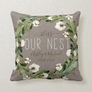 Almofada Bless Nest Cotton Wreath Photo Wedding Keepsael