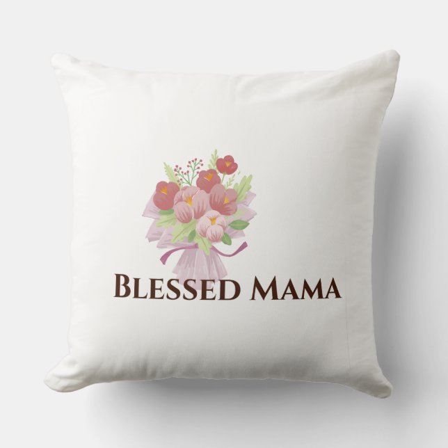 Almofada Blessed Mama Decorative Floral Throw Pillow (Frente)