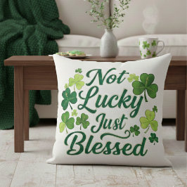 Almofada Blessed Shamrock Not Lucky Green Plaid