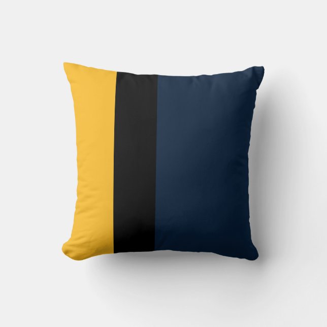 Almofada bloco de cor azul marinho preto e amarelo mostarda (Frente)