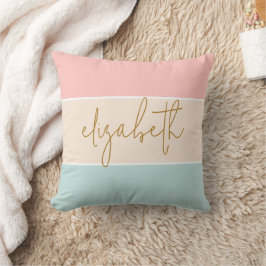 Almofada Bloco de Cor Fofa Pastel Rosa Amarelo Azul Listrad