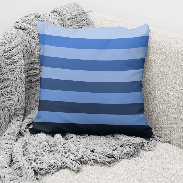 Almofada Bloco de Cor Monocromático Azul Moderno Listrado (Criador carregado)