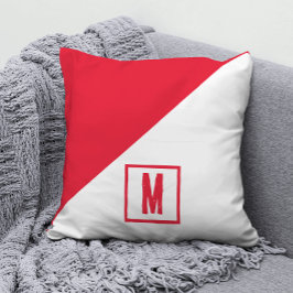 Almofada Bloco de cor na moda vermelho e branco monograma