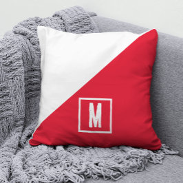 Almofada bloco vermelho e branco Monograma personalizado