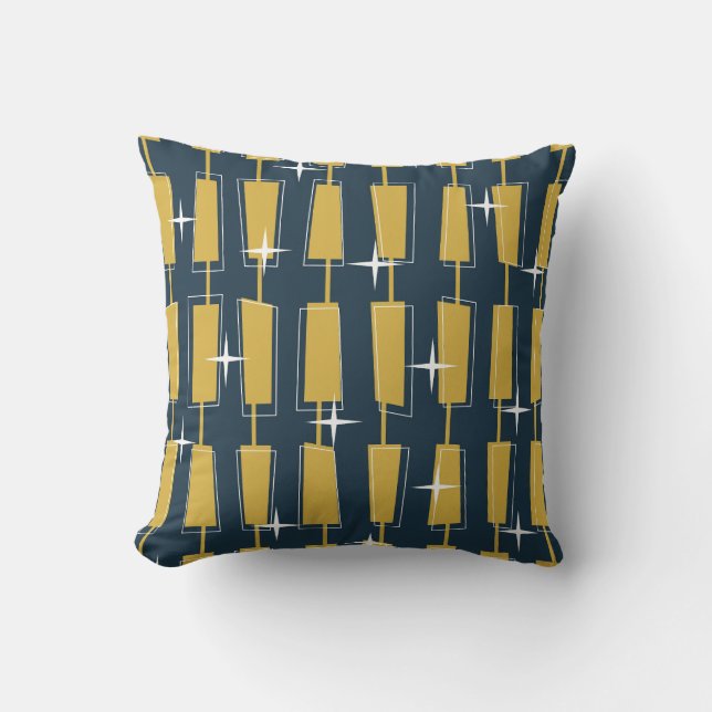 Almofada Blocos Atômicos Navy, Mostarda Estilo Moderno de M (Frente)