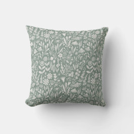 Almofada Blocos de flores silvestres impressão - verde-sábi