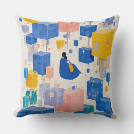 Almofada Blocos Flutuantes Abstratos Modernos Paisagem de S