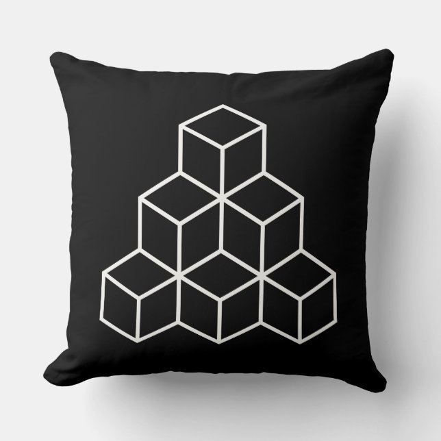 Almofada Blocos Geométricos - Branco em Preto (Frente)