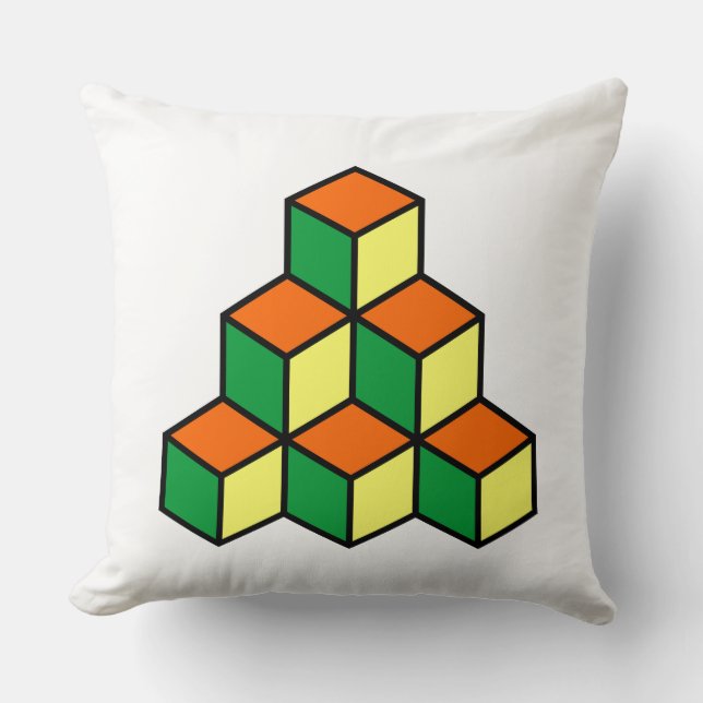 Almofada Blocos Geométricos - Laranja Verde e Amarelo (Frente)