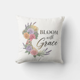 Almofada Bloom com Grace Elegant Floral Woman Silhouette