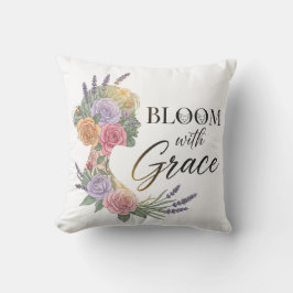 Almofada Bloom com Grace Elegant Floral Woman Silhouette