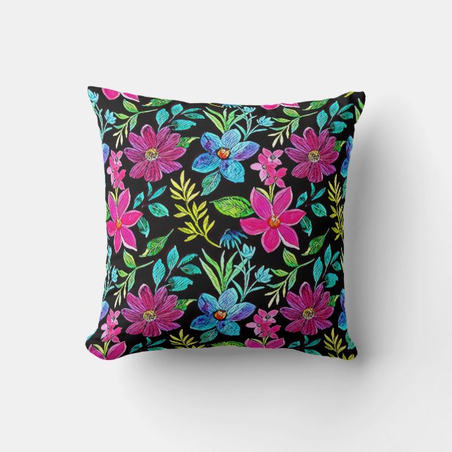 Almofada Blooming flower garden chic floral foliage (Frente)