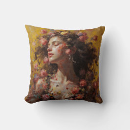 Almofada Blooming Goddess Floral Art Throw Pillow