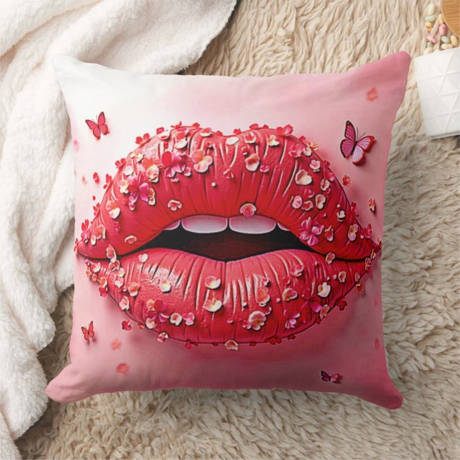 Almofada Blooming Lips: Floral Butterfly Kiss (Cobertor)