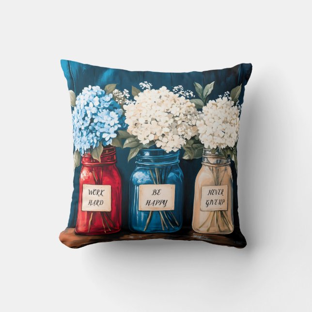 Almofada Blooming Vintage Country Hydrangea Trio (Frente)
