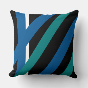 Almofada Bloqueio de cor preto/azul/aqua Travesseiro revers