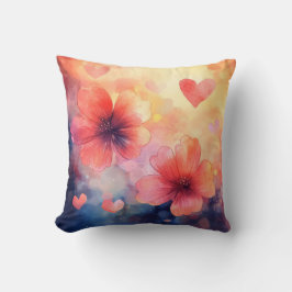 Almofada Blossomas e Corações - Travesseiro Romântico de Aq