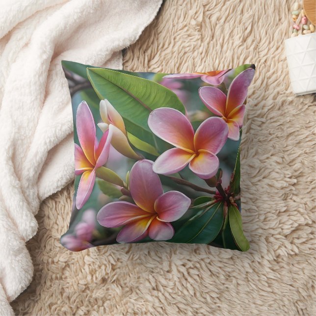 Almofada **"Blossomas em Bloom: Árvore Flor Rosa Frangipani (Cobertor)