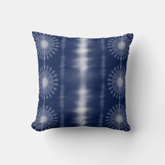 Almofada Blue African Tie Dye Inspired Throw Pillow (Frente)