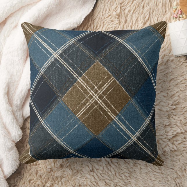 Almofada Blue And Brown Plaid (Cobertor)