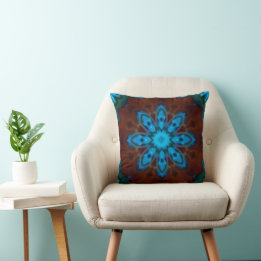 Almofada Blue and Brown Throw Pillow