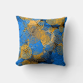 Almofada Blue and Orange Concentric Circles Throw Pillow