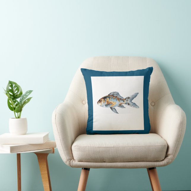 Almofada Blue and Orange Shubunkin Goldfish Art (Cadeira)