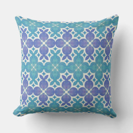 Almofada Blue and purple symmetrical watercolor tile patter