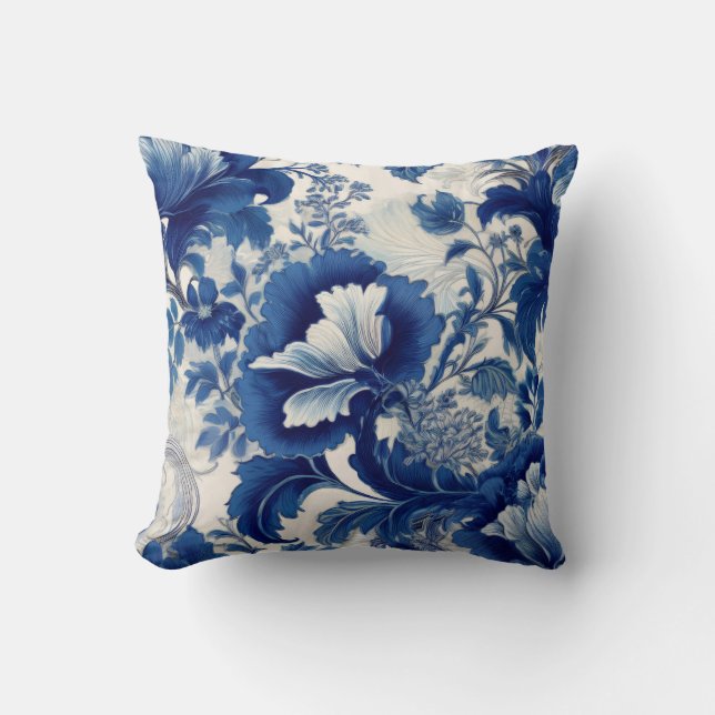 Almofada Blue and white floral throw pillow (Frente)