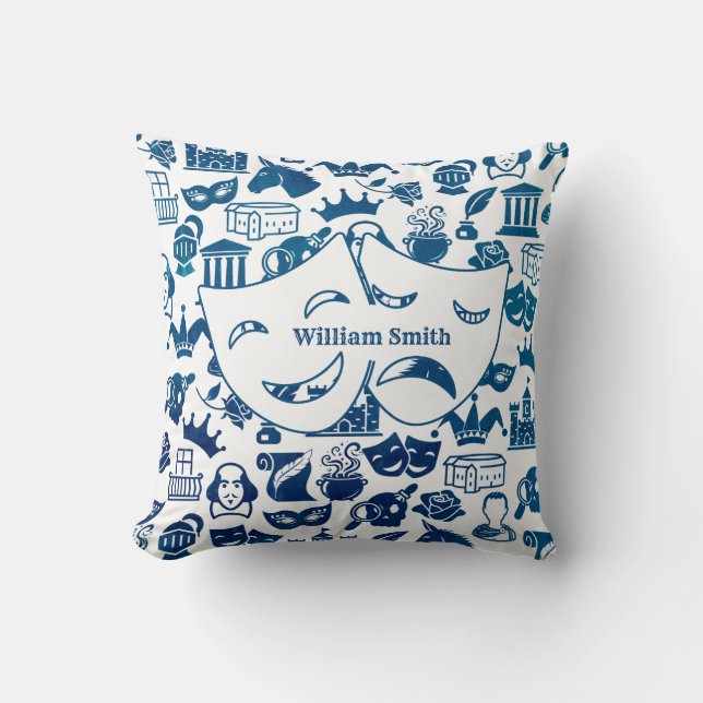 Almofada Blue and White Shakespeare Lover Pillow (Frente)