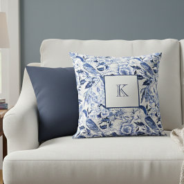 Almofada Blue Bird Chinoiserie Monogram 