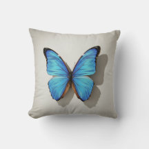 Blue Butterfly Throw Pillow Nature Inspired Decor