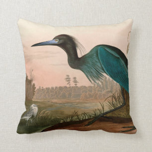 Almofada Blue Crane ou Heron Birds of America Audubon Impre