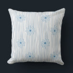 Almofada Blue Daisy Striped Pattern<br><div class="desc">Charming decorative throw pillow featuring a soft blue daisy floral pattern over delicate vertical stripes. This cute botanical cushion brings a calm and cozy cottagecore aesthetic to living rooms, bedrooms, dorm rooms, and farmhouse interiors. Perfect for spring and summer home decor, floral lovers, and anyone looking to add a soft...</div>