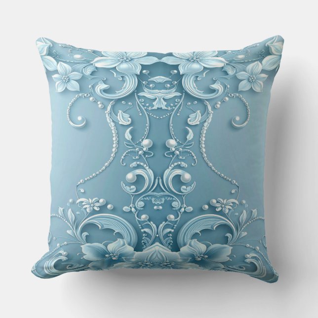 Almofada Blue Decorative Floral Throw Pillow (Frente)