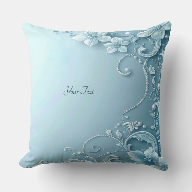 Almofada Blue Decorative Floral Throw Pillow (Frente)