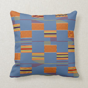 Almofada Blue Denim African Kente Masculine