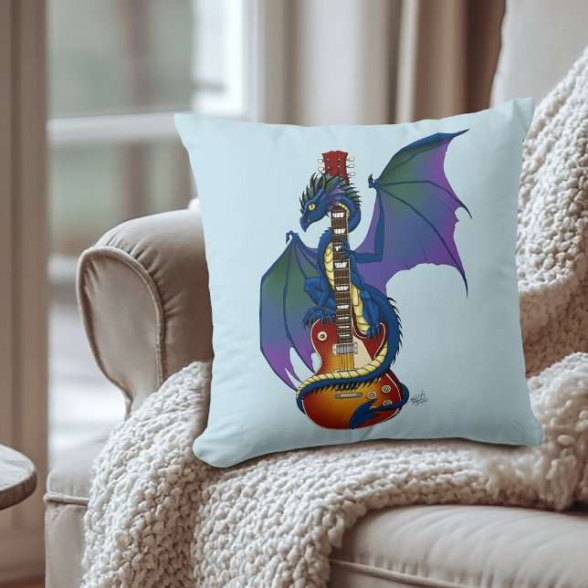 Almofada Blue Dragon Sunburst Guitar Music (Criador carregado)