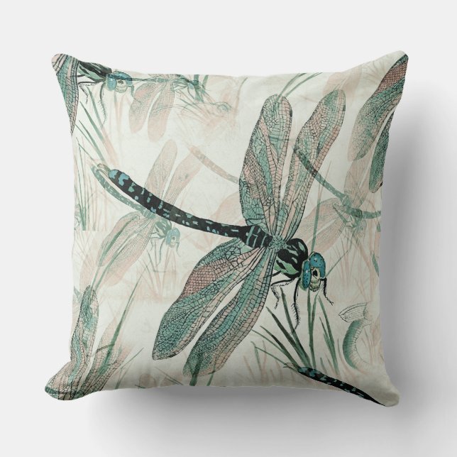 Almofada Blue Dragonfly - Fun Insect Pattern (Frente)