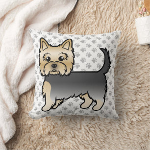 Almofada Blue E Dourado Yorkshire Terrier Cartoon Dog & Paw