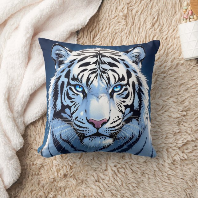 Almofada Blue eyed White Tiger Ai Art (Cobertor)