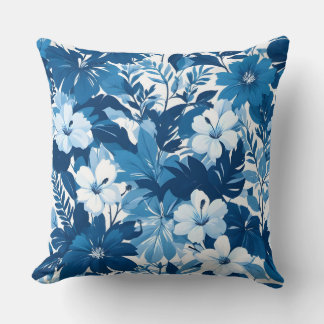Almofada Blue Floral Pattern Decorative Throw Pillow