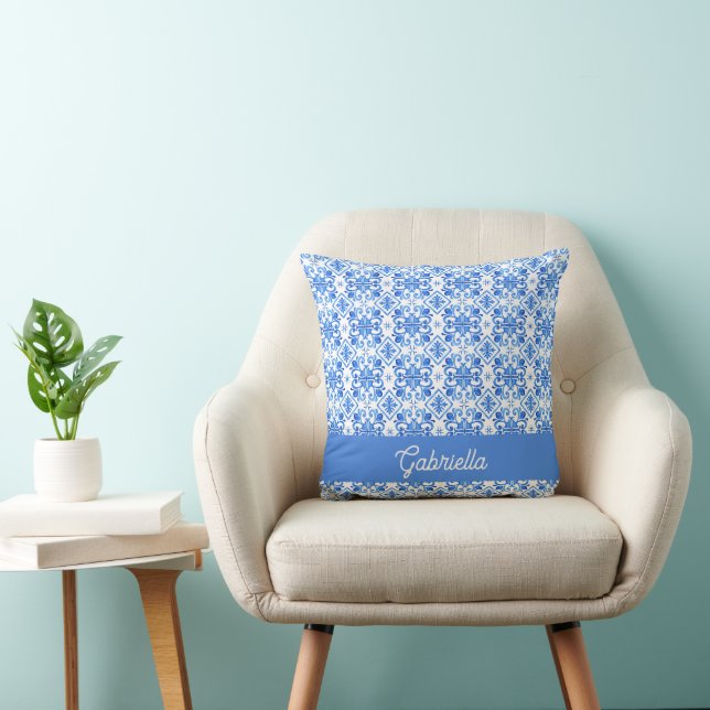 Almofada Blue French Toile Pattern Name (Cadeira)