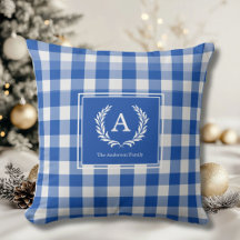 Blue Gingham Monogramas Crest