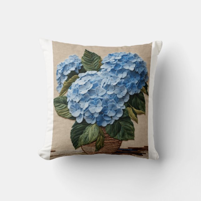 Almofada Blue Hydrangea Elegance (Frente)