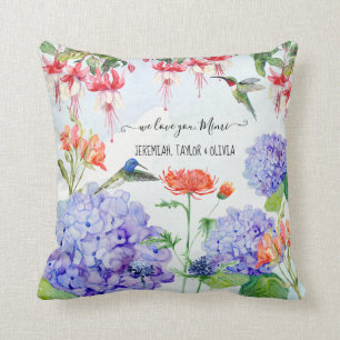Almofada Blue Hydrangea Elegante Floral Nós te amamos Mimi