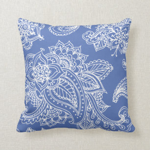 Almofada Blue Illustrated Bohemian Paisley Henna