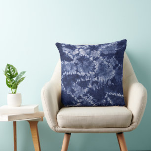 Almofada Blue Indigo Tie Dye Shibori Abstrato